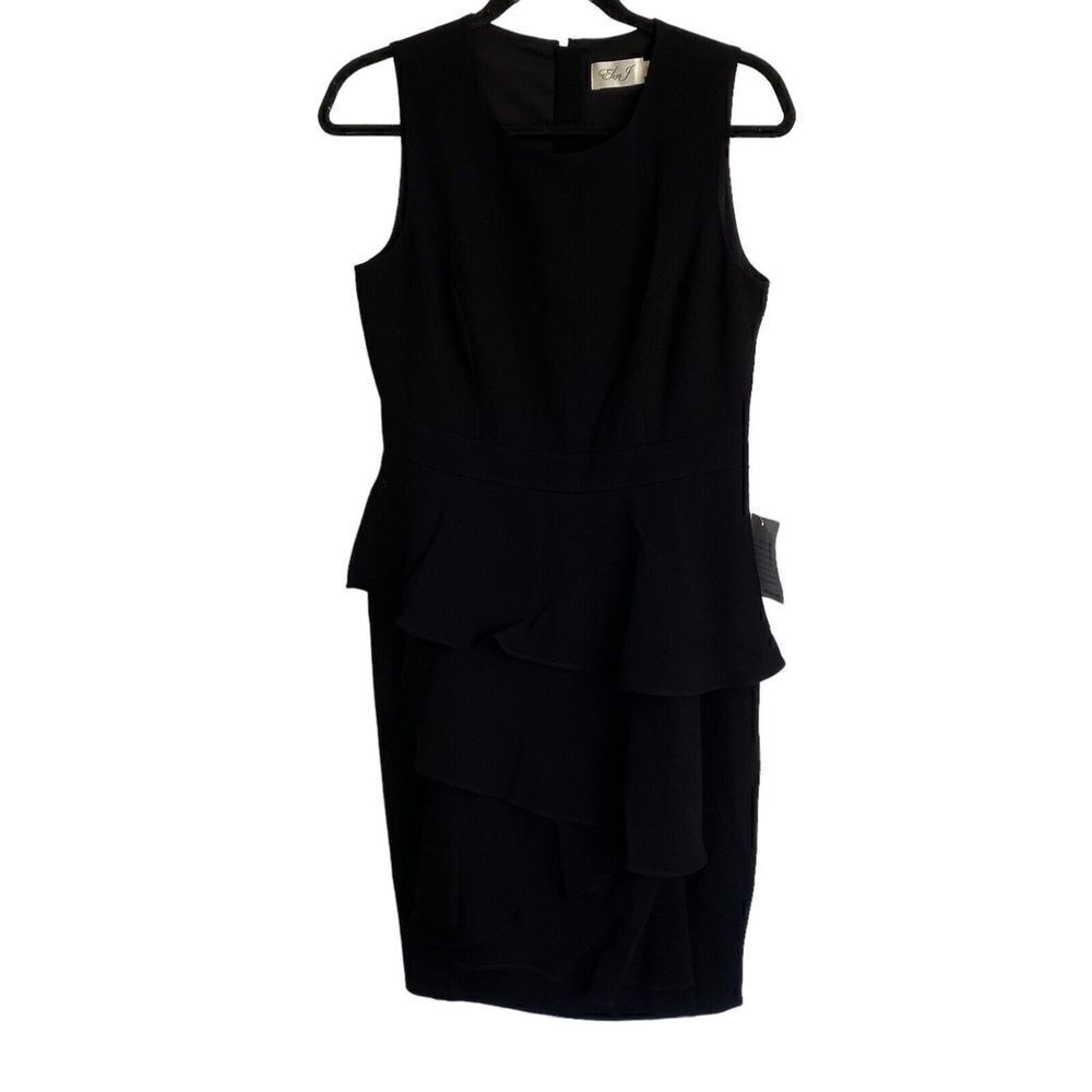 Eliza J Black Cocktail Dress Sleeveless Peplum Dress Size 8 NEW LBD